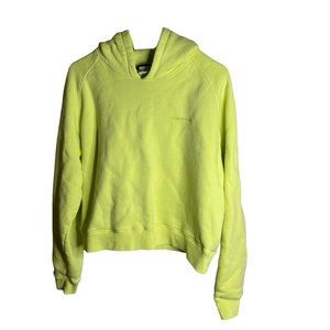 Outdoor Voices Cropped Hoodie Womens S Cotton Bright Green Heavyweight